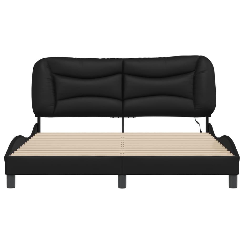 Bed Frame with LED without Mattress Black 160x200 cm