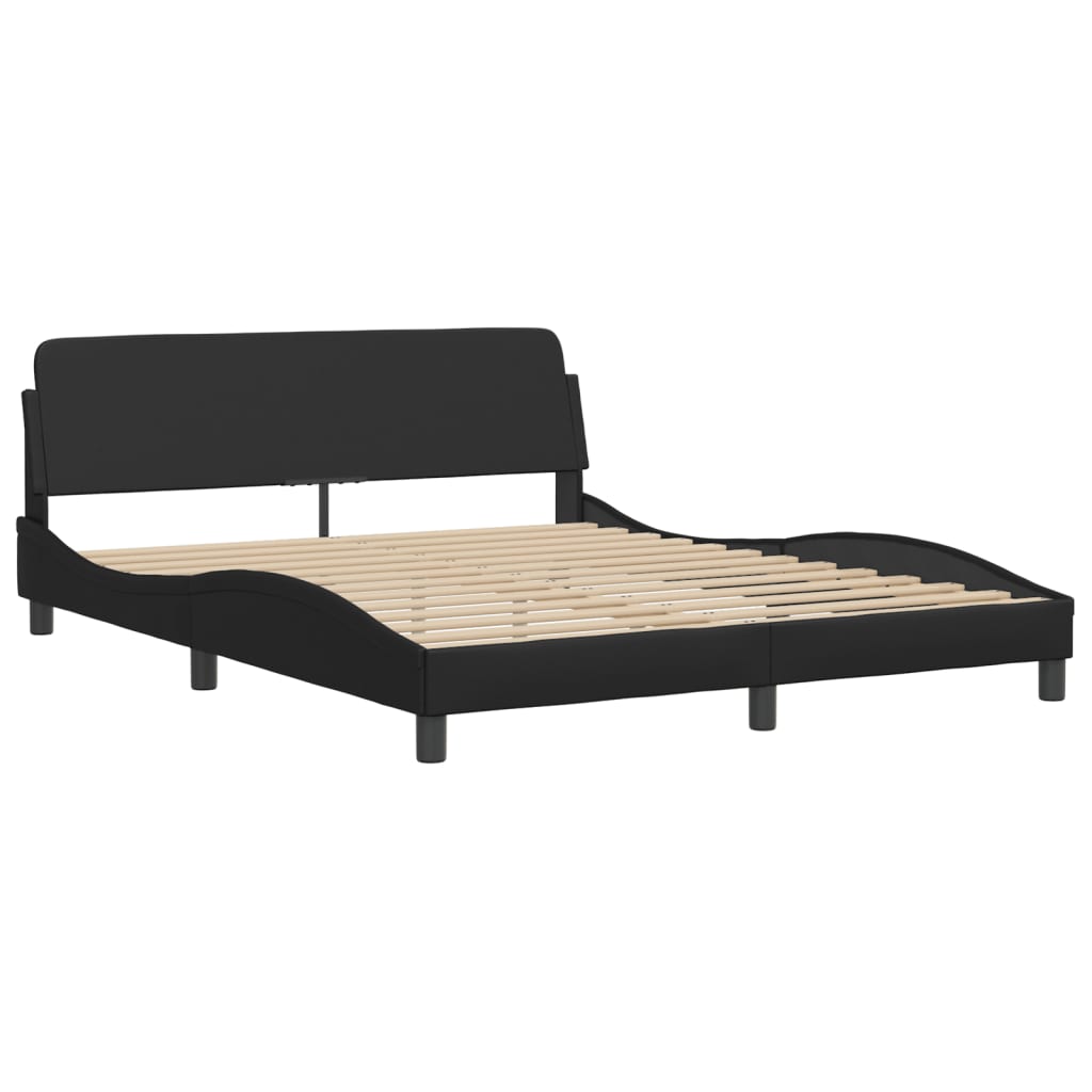 Bed Frame with LED without Mattress Black 160x200 cm