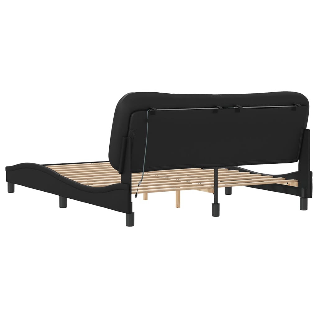 Bed Frame with LED without Mattress Black 160x200 cm