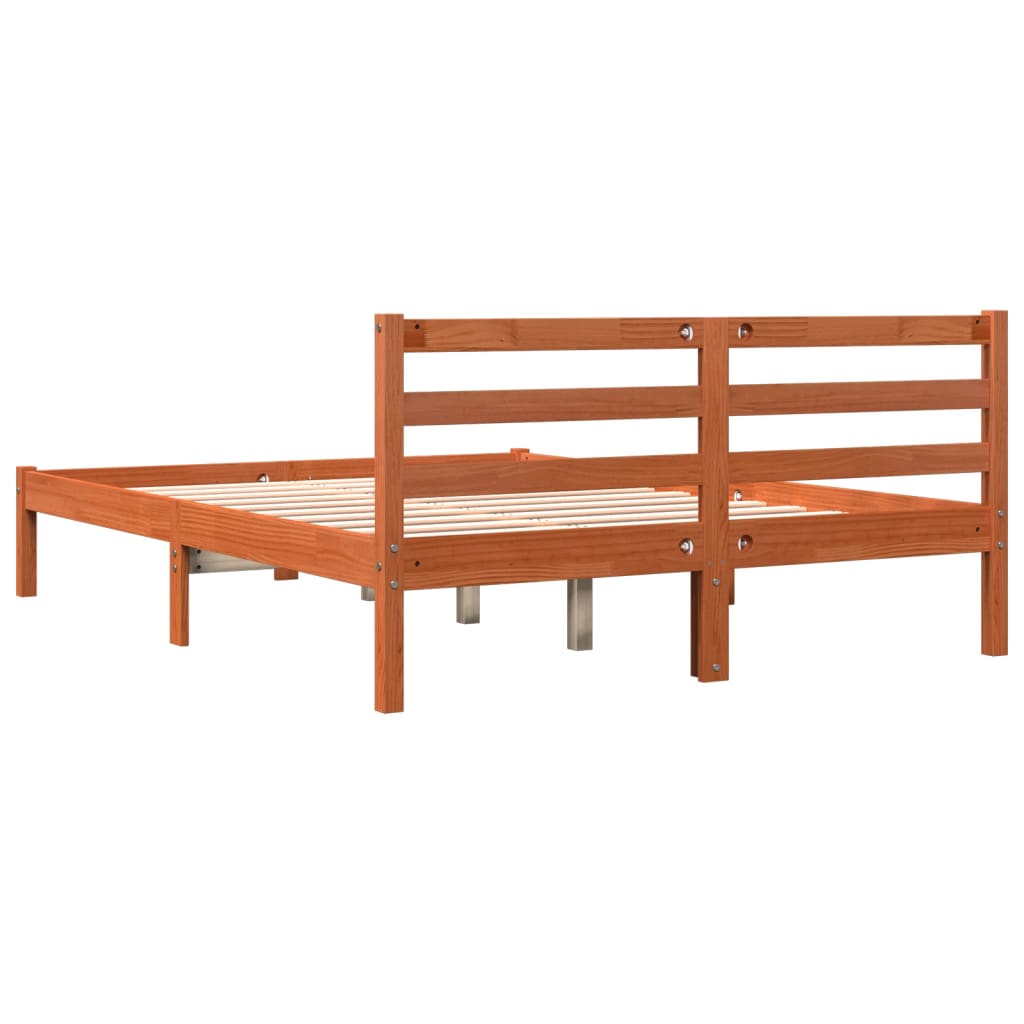 Bed Frame Wax Brown 140x190 cm Solid Wood Pine