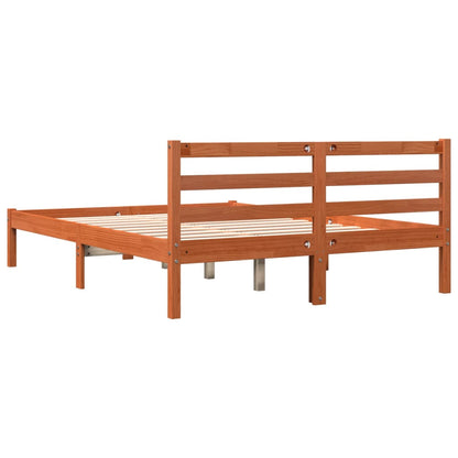 Bed Frame Wax Brown 140x190 cm Solid Wood Pine