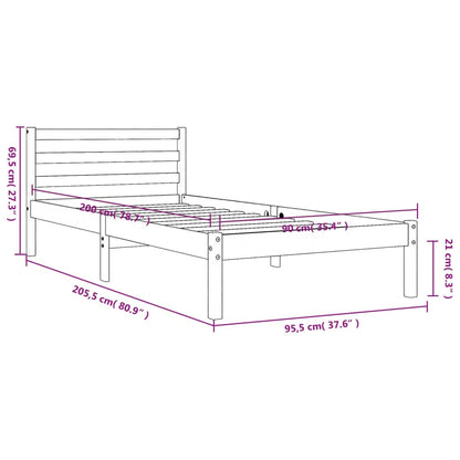 Bed Frame Wax Brown 90x200 cm Solid Wood Pine