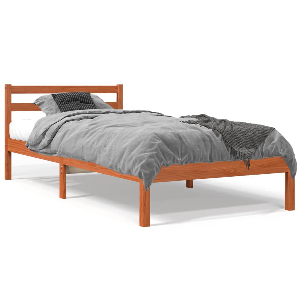 Bed Frame Wax Brown 90x200 cm Solid Wood Pine