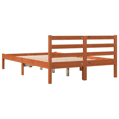 Bed Frame Wax Brown 140x200 cm Solid Wood Pine