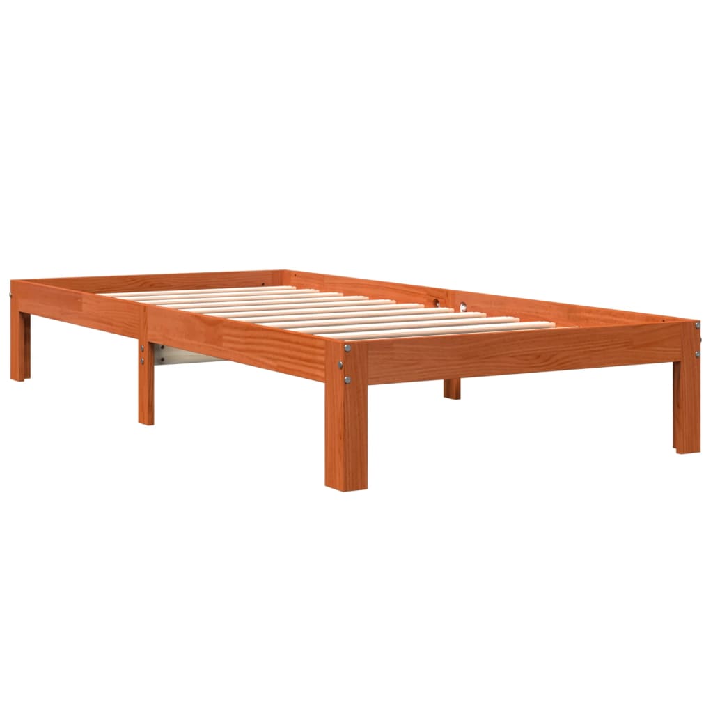 Bed Frame Wax Brown 90x190 cm Single Solid Wood Pine