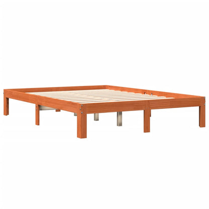 Bed Frame Wax Brown 135x190 cm Double Solid Wood Pine