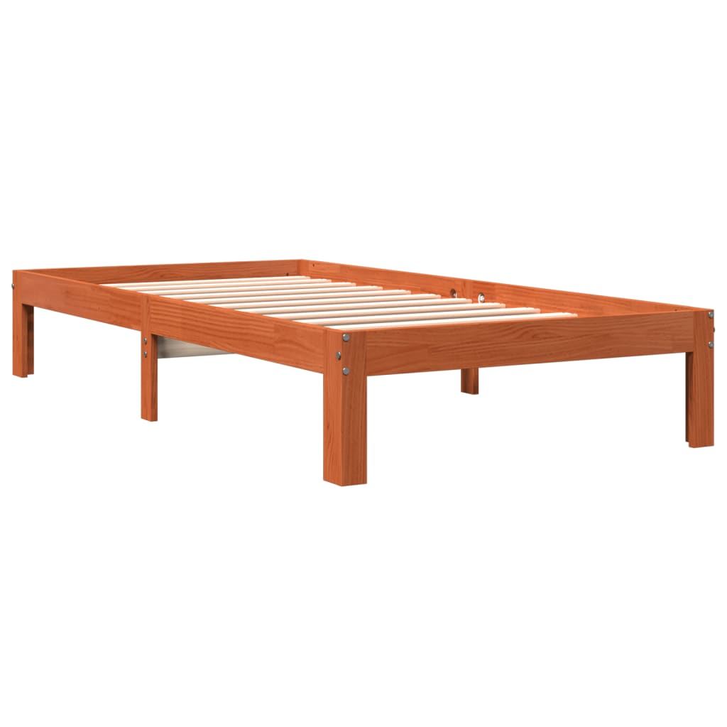 Bed Frame Wax Brown 90x200 cm Solid Wood Pine