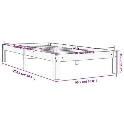 Bed Frame Wax Brown 90x200 cm Solid Wood Pine