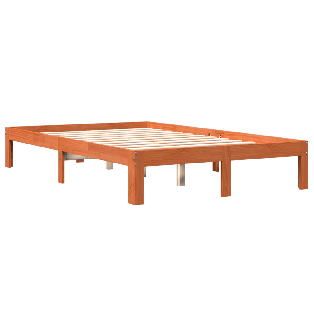 Bed Frame Wax Brown 120x200 cm Solid Wood Pine