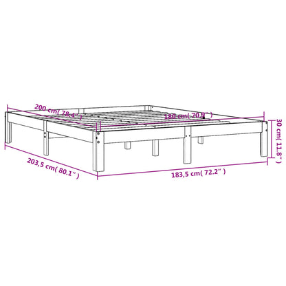 Bed Frame Wax Brown 180x200 cm Super King Solid Wood Pine