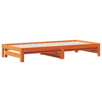 Day Bed with Trundle Wax Brown 90x200 cm Solid Wood Pine