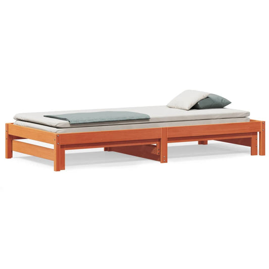 Day Bed with Trundle Wax Brown 90x200 cm Solid Wood Pine