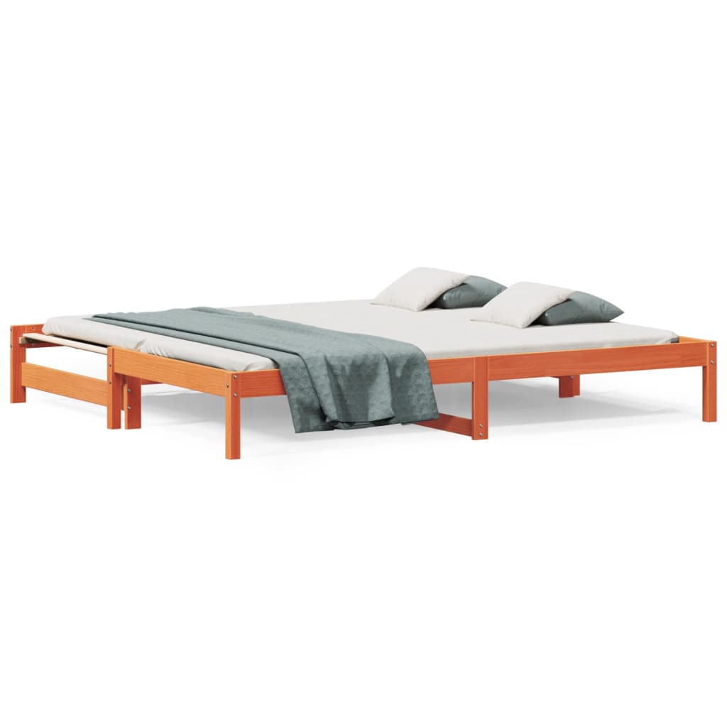 Day Bed with Trundle Wax Brown 80x200 cm Solid Wood Pine