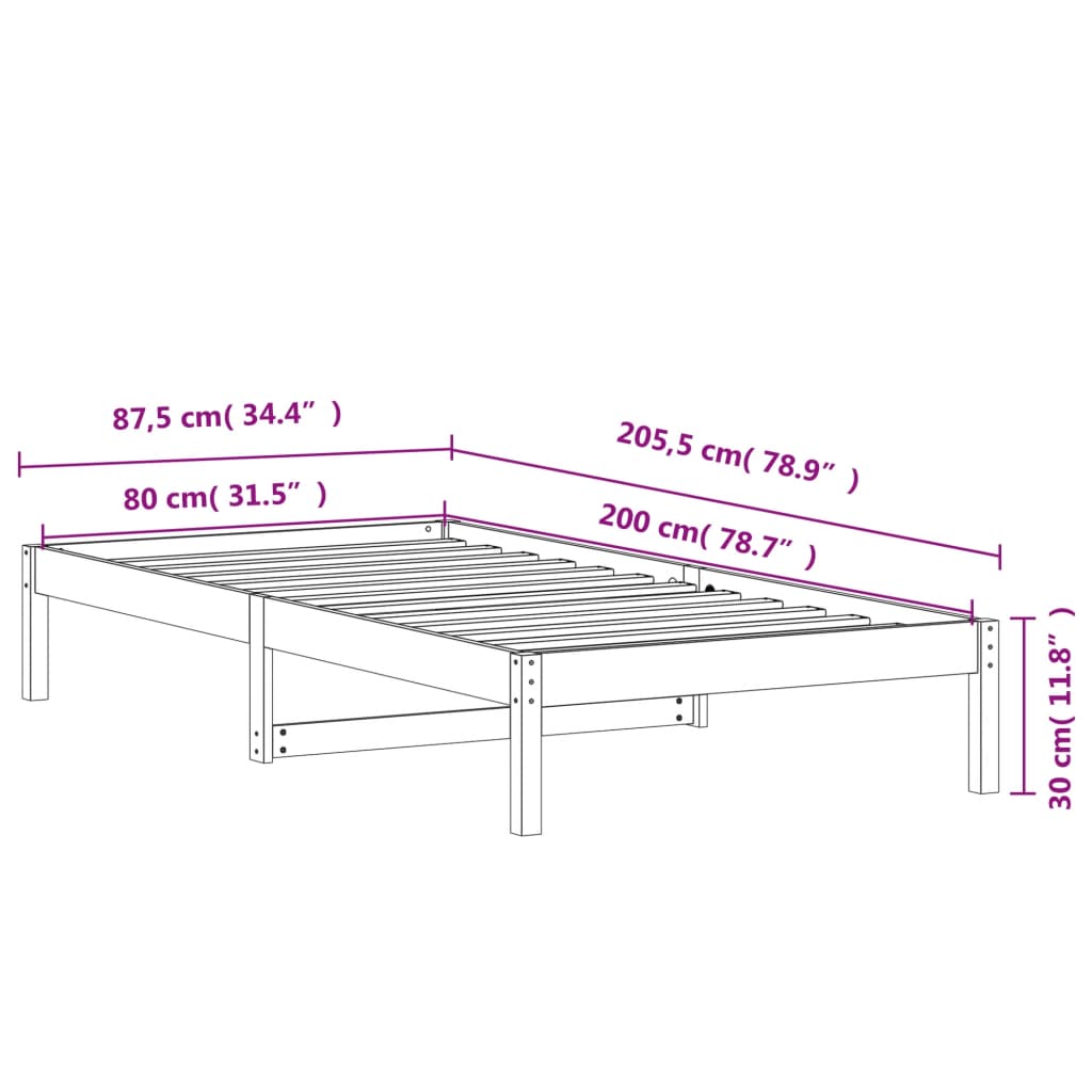 Day Bed Wax Brown 80x200 cm Solid Wood Pine