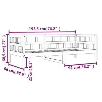 Day Bed Wax Brown 90x190 cm Solid Wood Pine