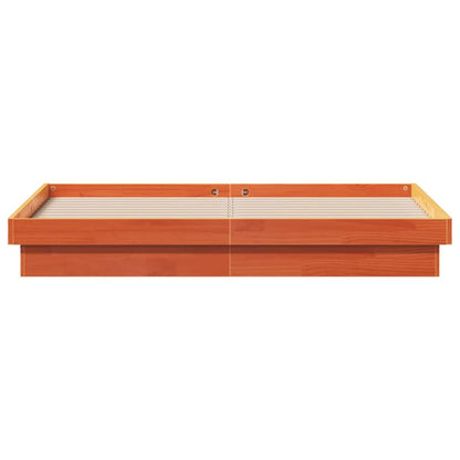 LED Bed Frame Wax Brown 150x200 cm King Size Solid Wood Pine