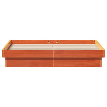 LED Bed Frame Wax Brown 120x190 cm Small Double Solid Wood Pine