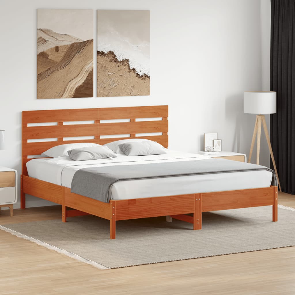 Headboard Wax Brown 180 cm Solid Wood Pine