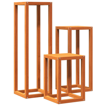 Plant Stands 3 pcs Wax Brown Solid Wood Pine