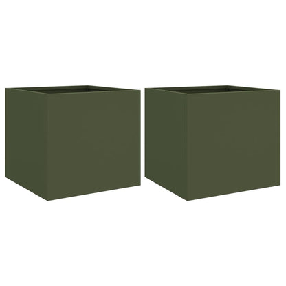 Planters 2 pcs Olive Green 32x30x29 cm Cold-rolled Steel