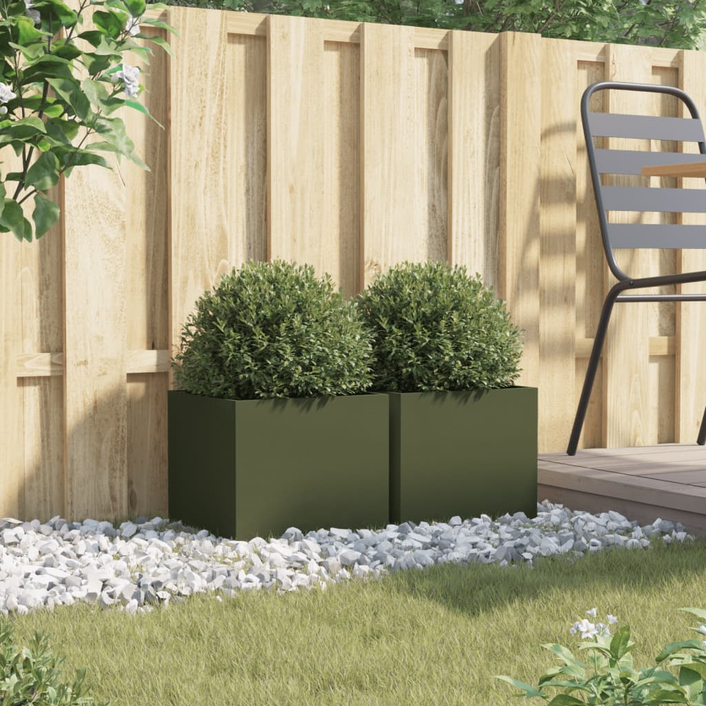 Planters 2 pcs Olive Green 32x30x29 cm Cold-rolled Steel