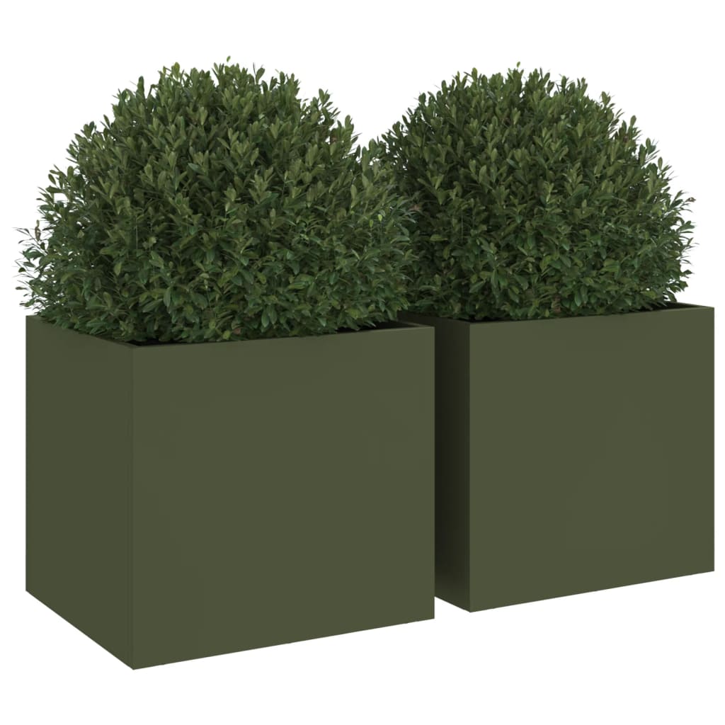 Planters 2 pcs Olive Green 32x30x29 cm Cold-rolled Steel