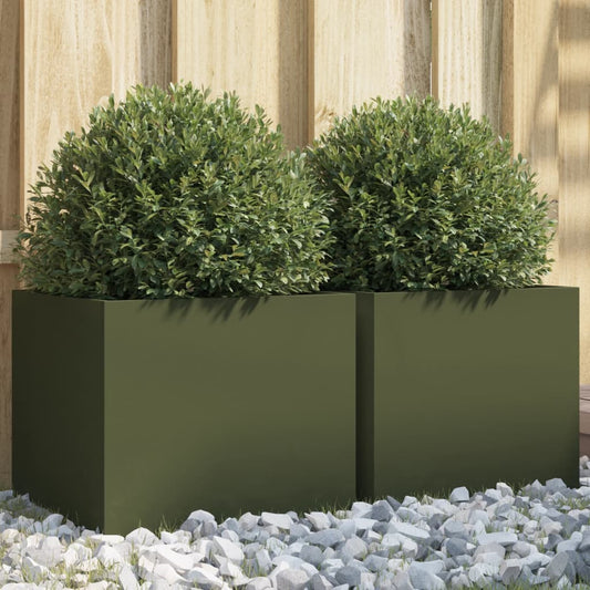 Planters 2 pcs Olive Green 32x30x29 cm Cold-rolled Steel