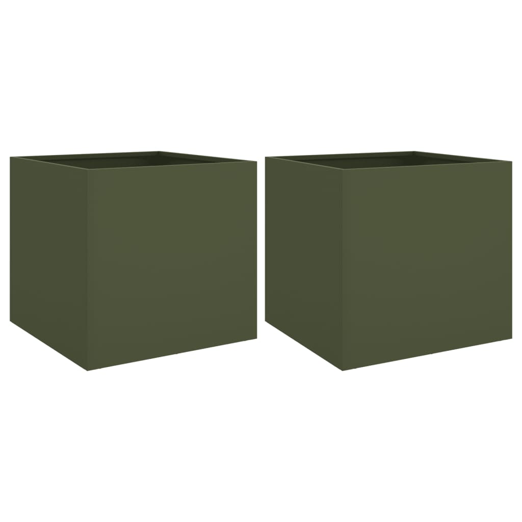 Planters 2 pcs Olive Green 42x40x39 cm Cold-rolled Steel