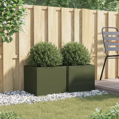 Planters 2 pcs Olive Green 42x40x39 cm Cold-rolled Steel