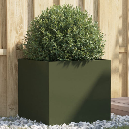 Planter Olive Green 49x47x46 cm Cold-rolled Steel