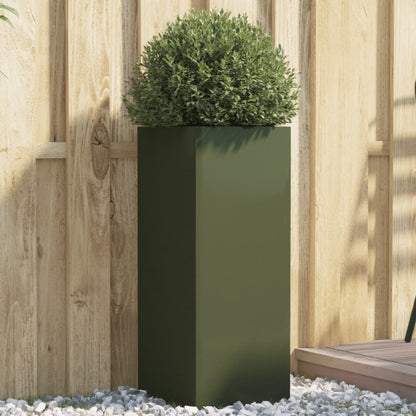 Planter Olive Green 32x29x75 cm Steel