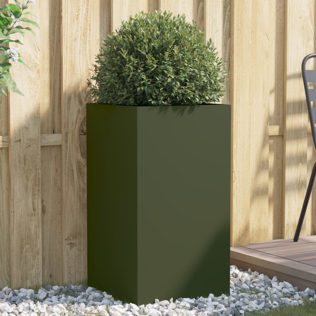 Planter Olive Green 42x38x75 cm Cold-rolled Steel