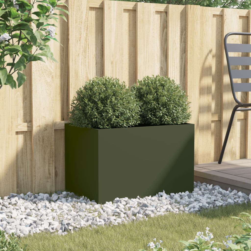 Planter Olive Green 62x40x39 cm Steel