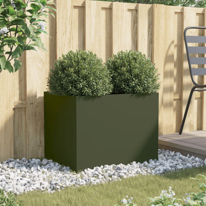 Planter Olive Green 62x47x46 cm Steel