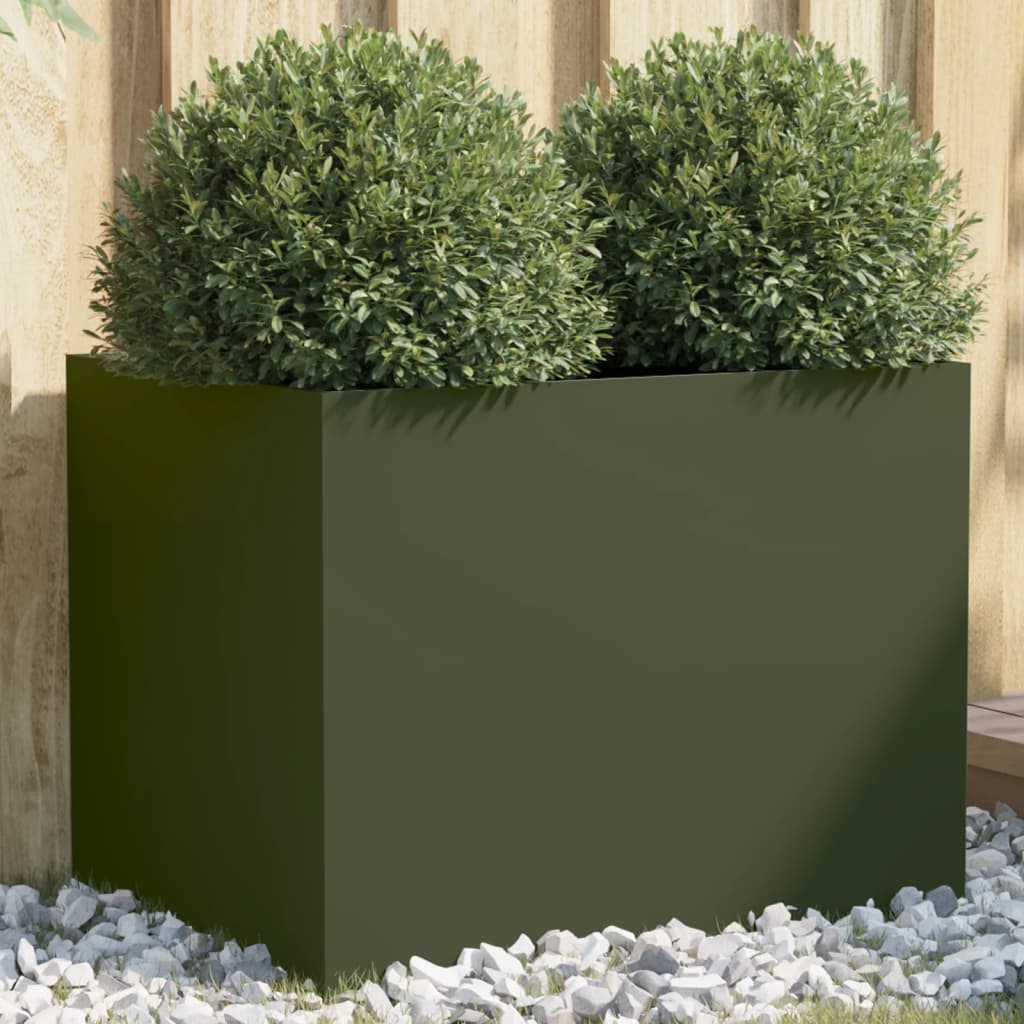 Planter Olive Green 62x47x46 cm Steel