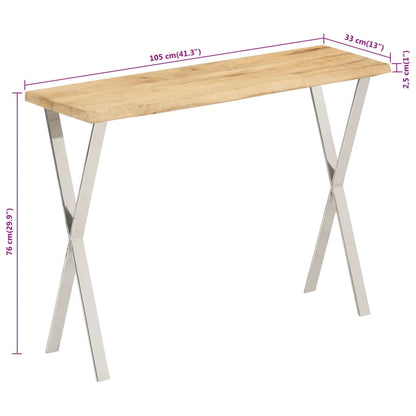 Console Table with Live Edge 105x33x76 cm Solid Wood Mango