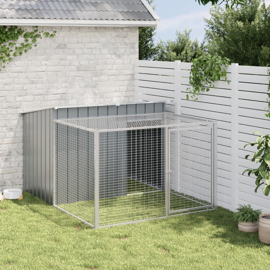 Dog House with Run Anthracite 153x194x110 cm Galvanised Steel