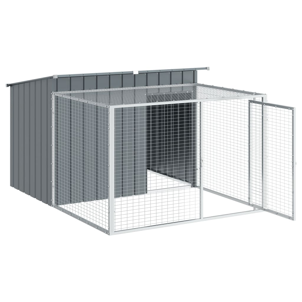 Dog House with Run Anthracite 153x194x110 cm Galvanised Steel