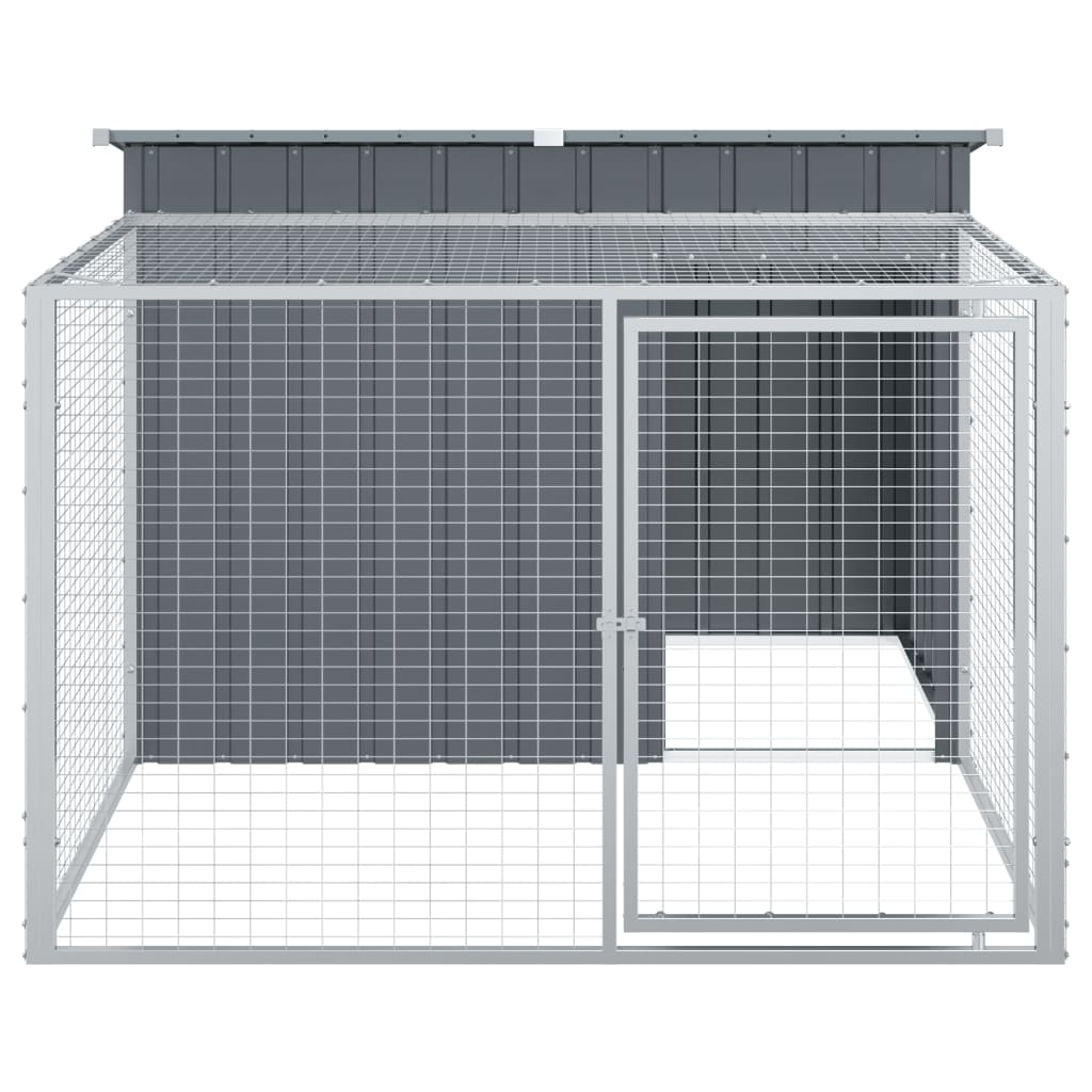 Dog House with Run Anthracite 153x194x110 cm Galvanised Steel