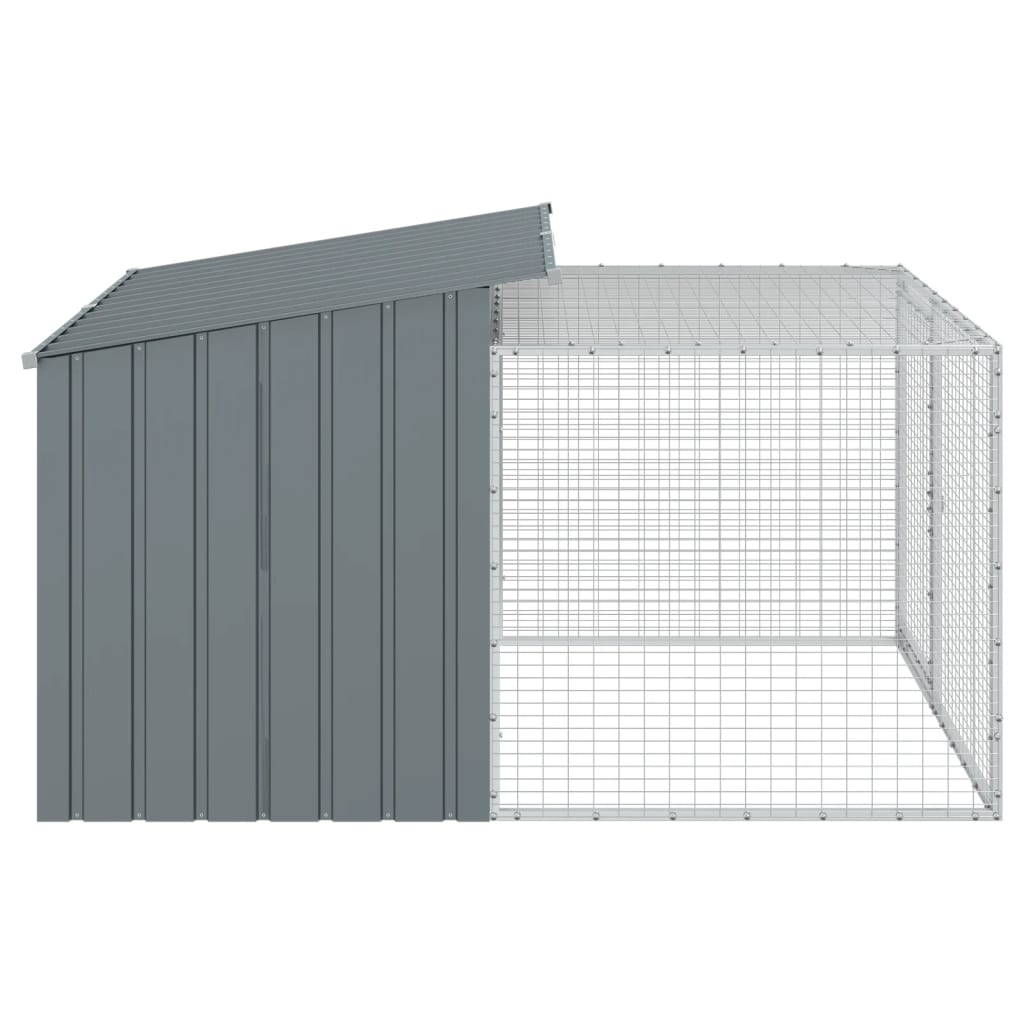 Dog House with Run Anthracite 153x194x110 cm Galvanised Steel