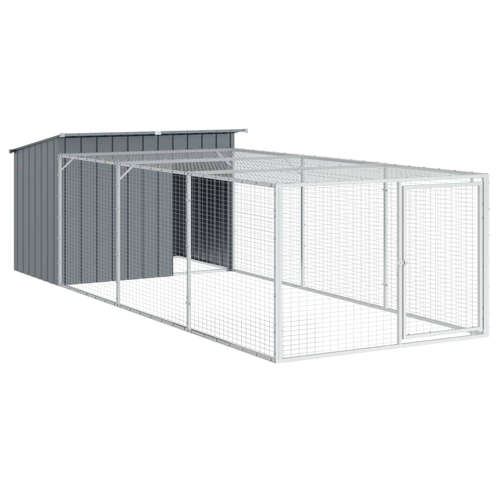 Dog House with Run Anthracite 153x396x110 cm Galvanised Steel