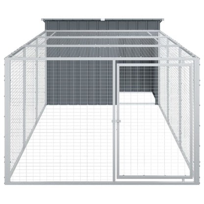 Dog House with Run Anthracite 153x396x110 cm Galvanised Steel