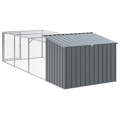 Dog House with Run Anthracite 153x396x110 cm Galvanised Steel