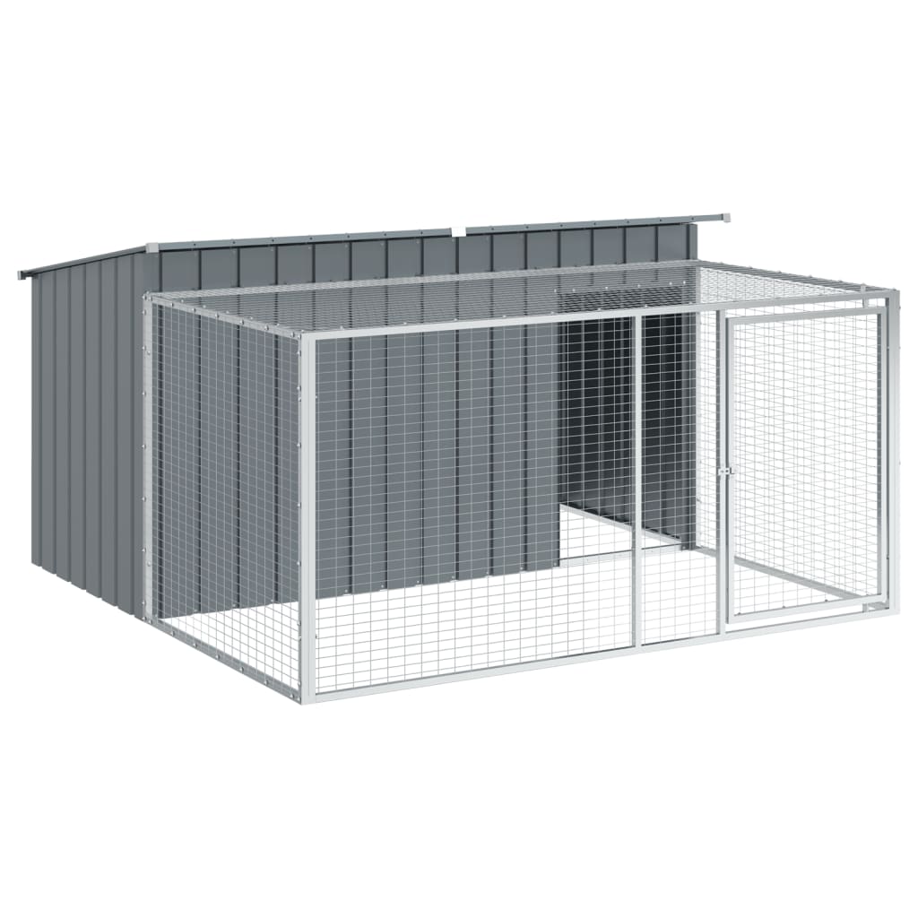 Dog House with Run Anthracite 197x194x110 cm Galvanised Steel