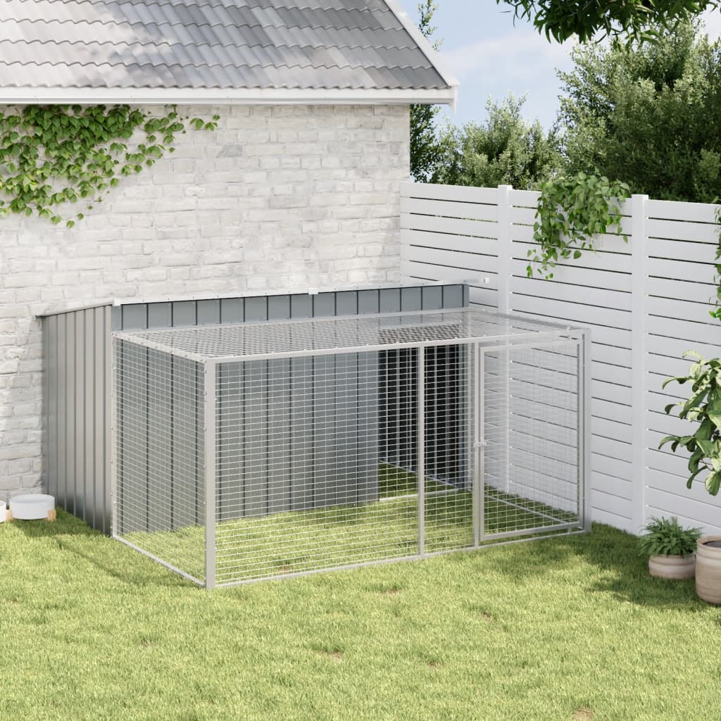 Dog House with Run Anthracite 197x194x110 cm Galvanised Steel