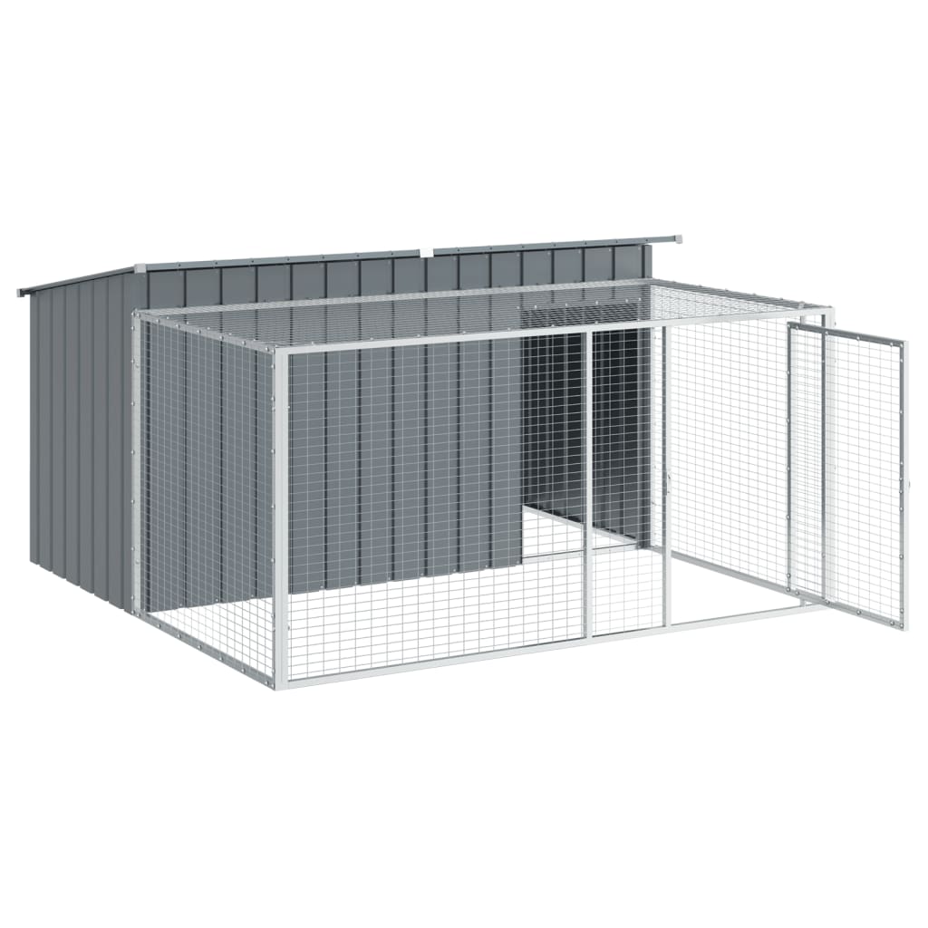 Dog House with Run Anthracite 197x194x110 cm Galvanised Steel