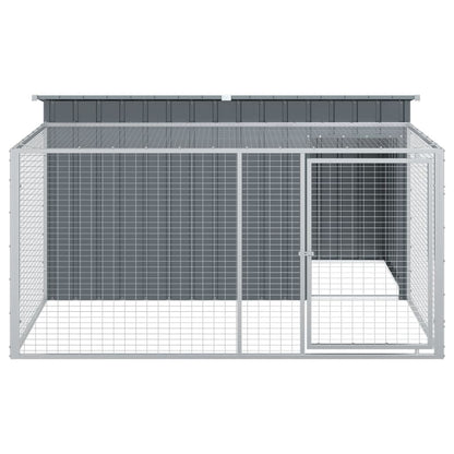 Dog House with Run Anthracite 197x194x110 cm Galvanised Steel