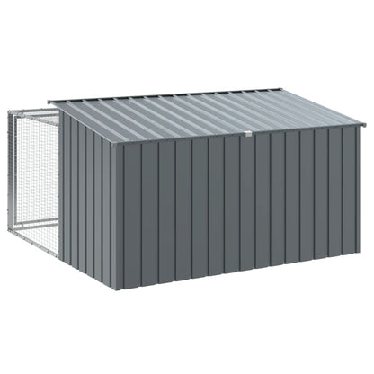 Dog House with Run Anthracite 197x194x110 cm Galvanised Steel