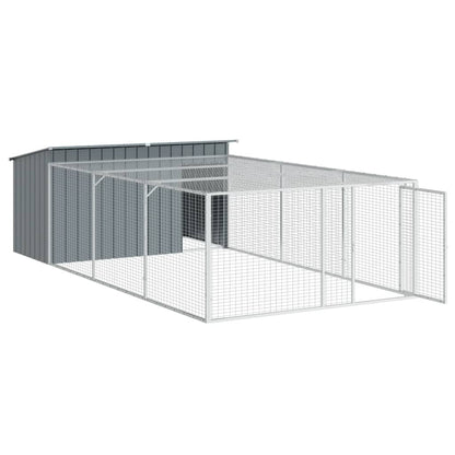 Dog House with Run Anthracite 197x396x110 cm Galvanised Steel