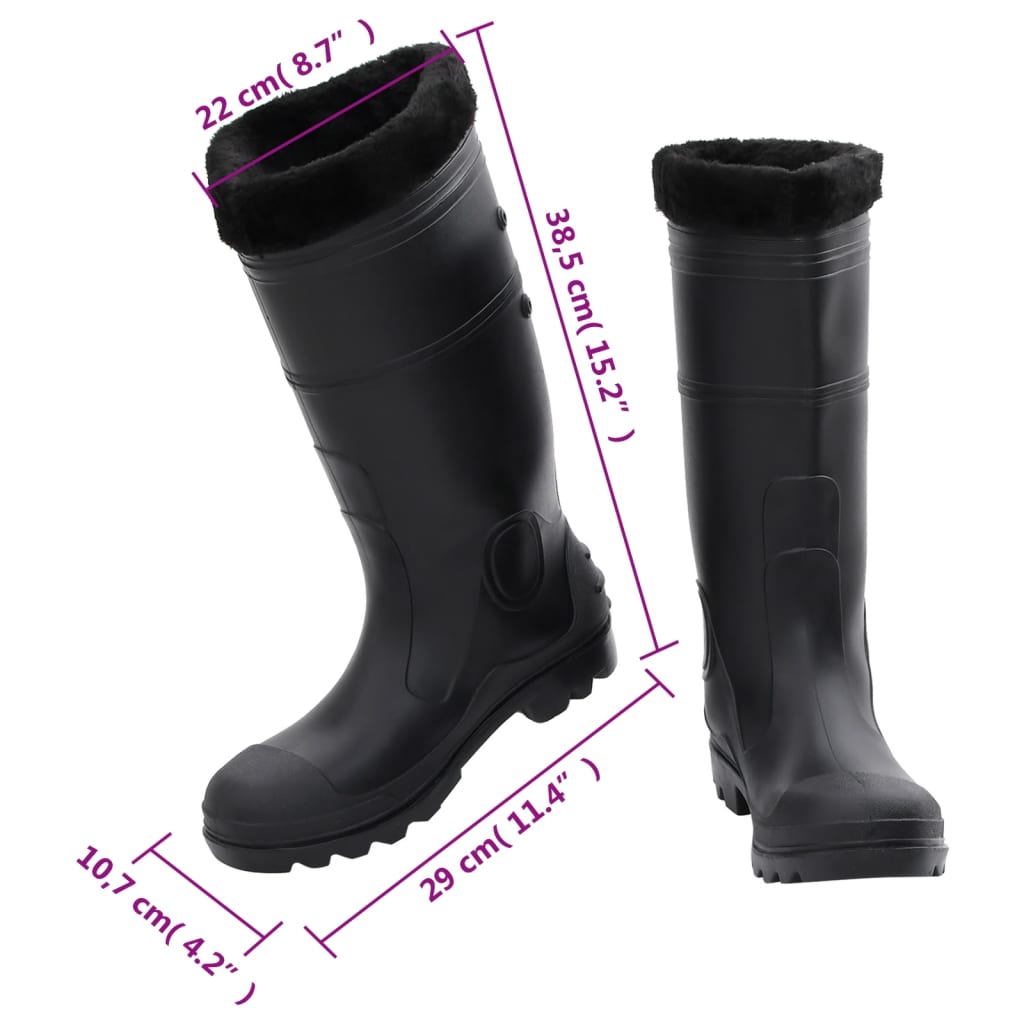 Rian Boots with Removable Socks Black Size 42 PVC